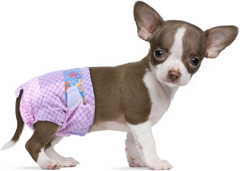 Flying Paws Disposable Female Dog Diapers, Puppy Diapers with Adjustable Elastic Waistline for Female Dog or Cat in Heat, Incontinence, Diaper with Wetness Indicator, XXS-40 Count - Image 1